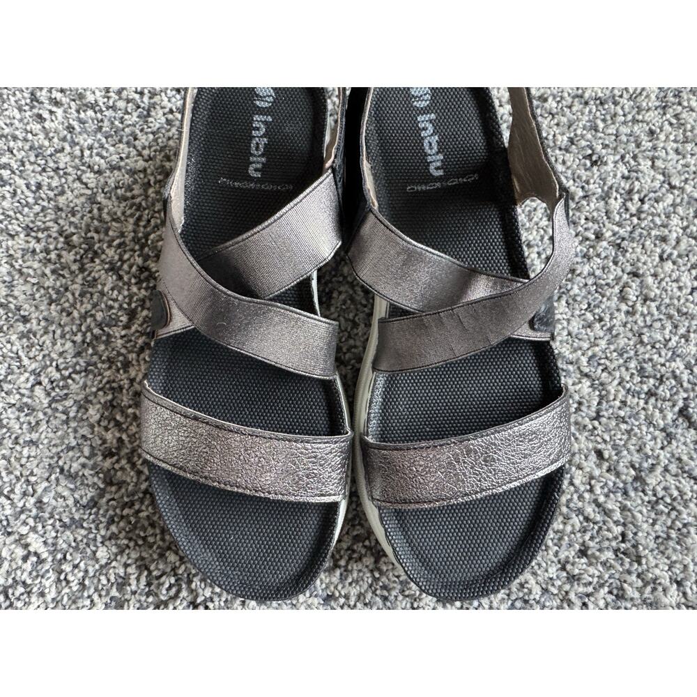 Inblu sandals‎ metallic grey Size 40 US 9-9.5 Comfort Outdoor Walking Travel